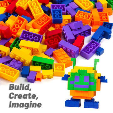 Pairez Toys Building Blocks Set, 1000 Piece Creative Small Bricks Set For Kids Stackable, 6 Classic Colors, Compatible With All Major Brands, Classic Blocks Toys For Kids Ages 4 5 6 7 8+ (Rainbow)
