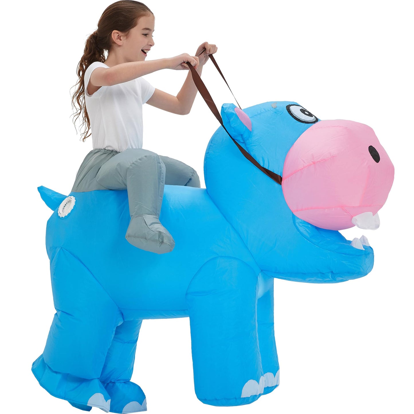 One Casa Blow Up Party Costume,Inflatable Costumes For Kids,Riding Hippo Costume,Halloween Costumes For Girls Boys (4-6Yrs)