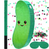 Sonwyoung Pickle Piata for Kids Birthday Party 15.7 x 6.7 x 2.8 Inches Cucumber Theme Piata with Bat Blindfold and Confetti for