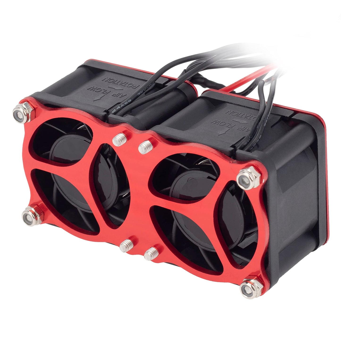 Dkky Rc Motor Cooling Fan Heatsink 2Pcs Diy Kit For Trx4 Arrma Axial 1/10 1/8 1/5 Rc Model Car Upgrade Parts (Red)