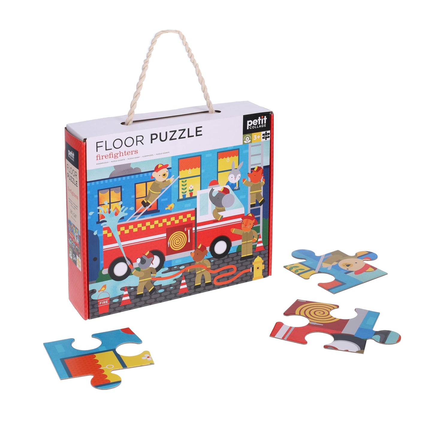 Petit Collage Floor Puzzle, Firefighters, 24-Pieces – Large Puzzle For Kids, Completed Firefighter Puzzle Measures 18” X 24” – Makes A Great Gift Idea For Ages 3+