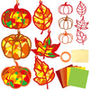 Qyeahkj 36 Set Fall Suncatchers Crafts for Kids DIY Autumn Window Tissue Paper Crafts Kit Maple Leaves Pumpkin Hanging Decor for