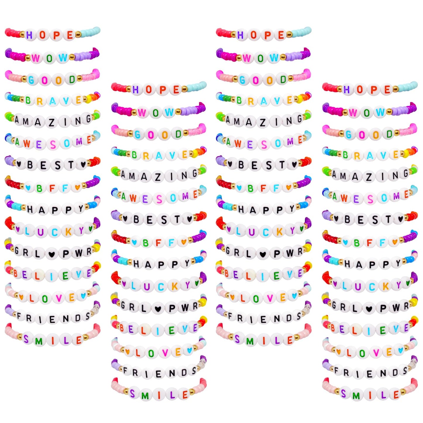 60 Pcs Colorful Friendship Bracelet Set for Girls Stretchy Bracelets for Kids and Women Beaded Friendship Bracelets for Teen Gir