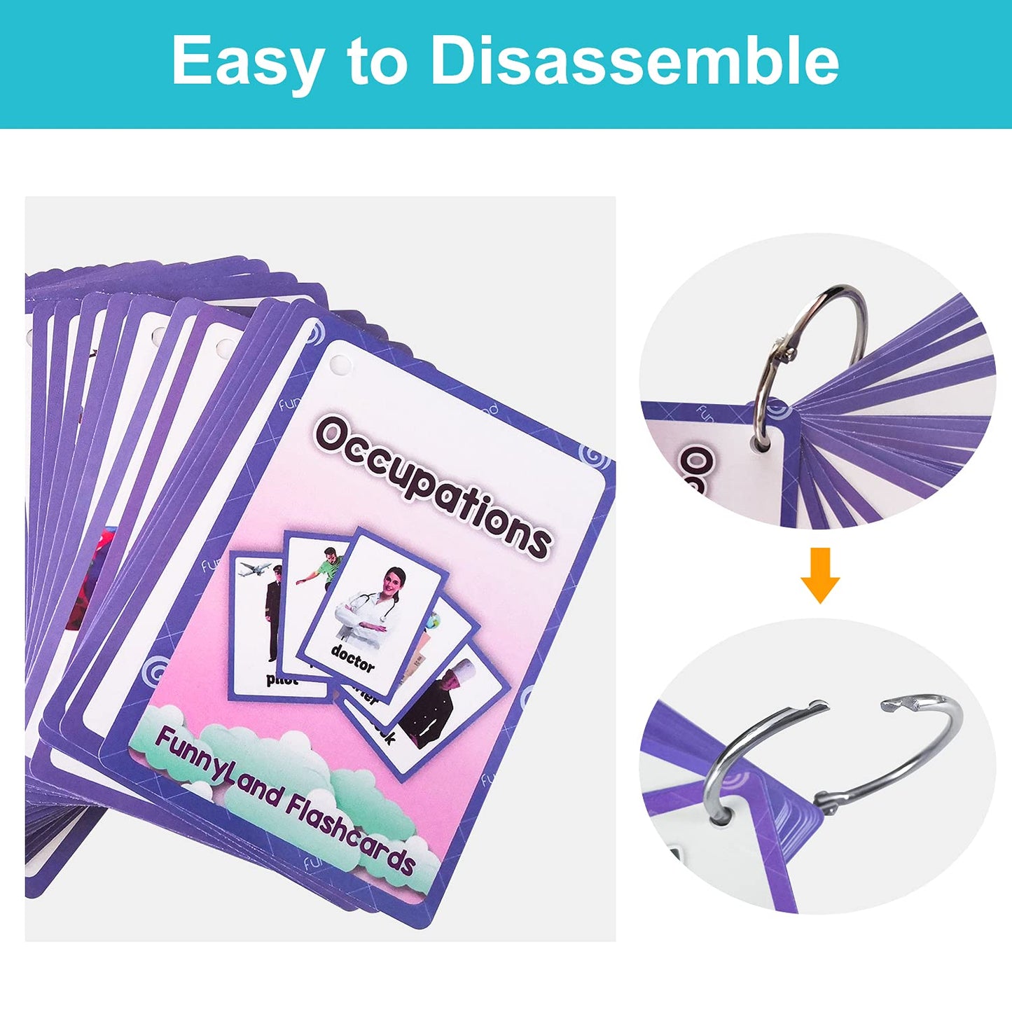 Lilias Occupations Flash Cards, Toddler Learning Toys, Preschool Learning Toys, Homeschool Supplies, Learning Supplies For Kindergarten, 4.3 X 3.14 Inch, 38 Cards In Set