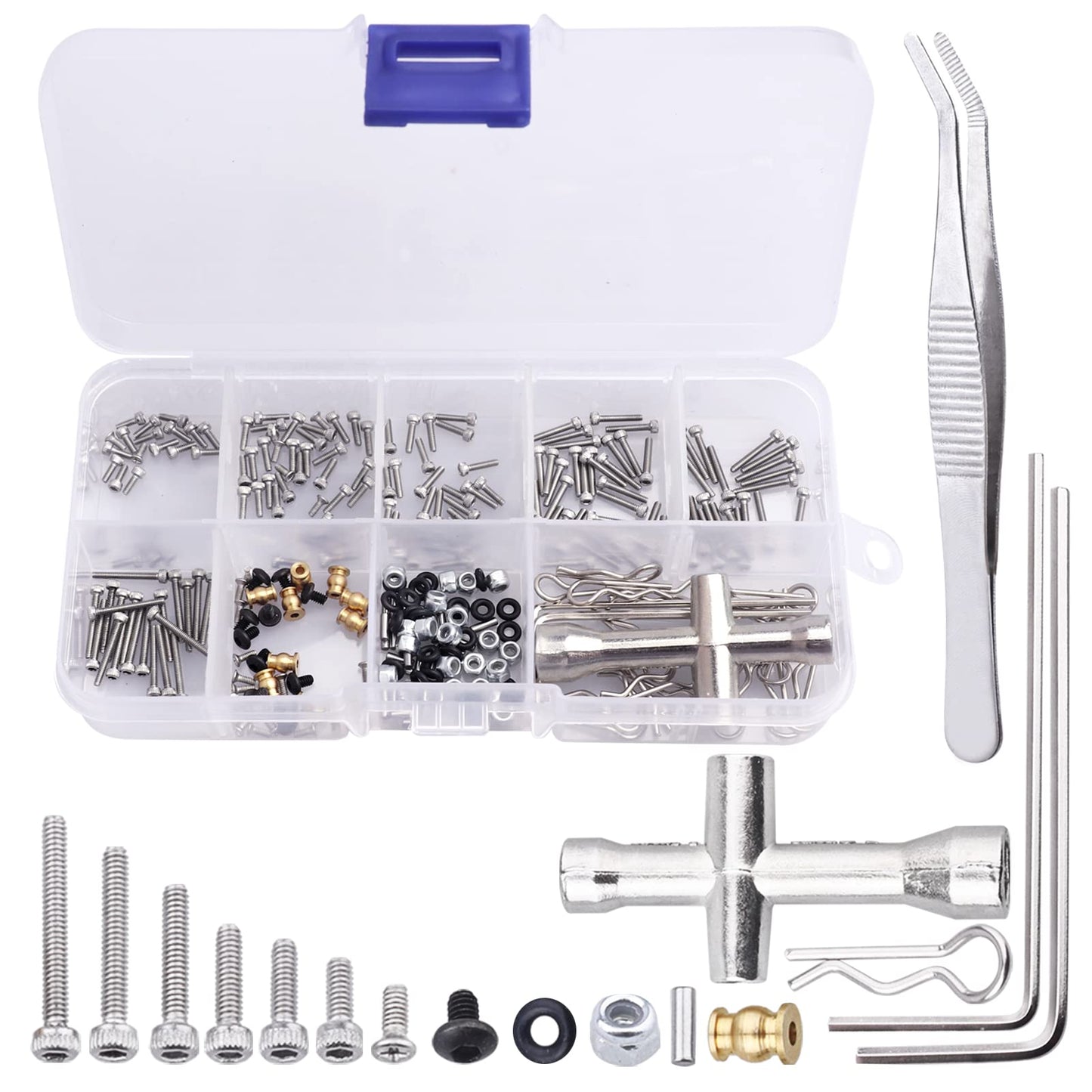 271Pcs M1.4 Rc Screw Kit Screws Assortment Set Hardware Fasteners For Axial Scx24 1/24 Rc Crawler Deadbolt C10 Jeep Axi90081 Axi