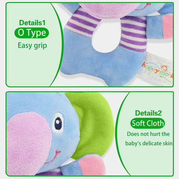 Plush Elephant Soft Rattles Toy For Over 0 Months Newborn Baby Shaker Toy Cartoon Stuffed Animal Ring Rattle