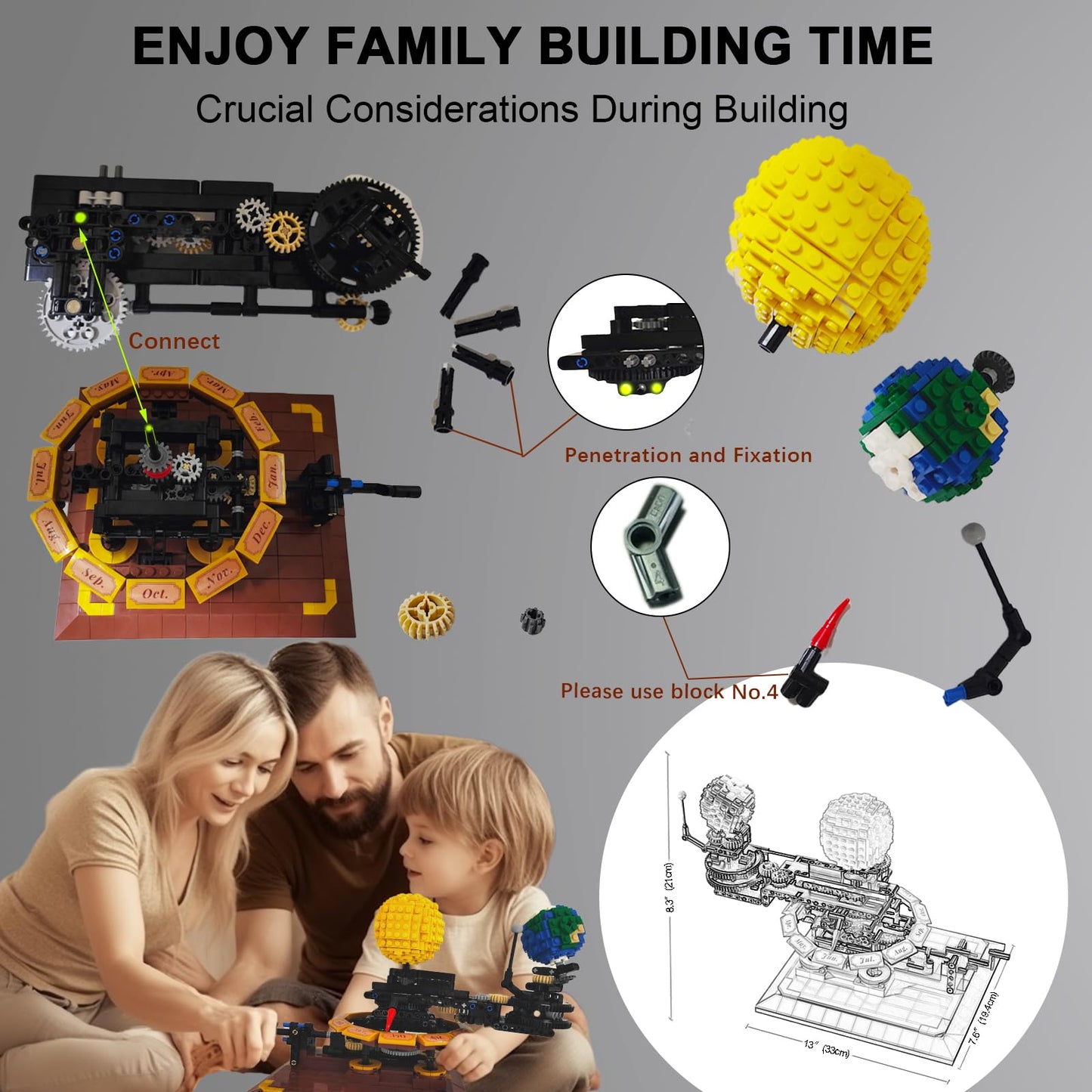 Leaphzot Solar System Earth Moon Sun Model,Astronomical Science Educational Building Blocks Sets,Kid'S Brain-Inspired Space Toys