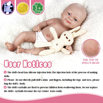 Vollence 14'' Full Silicone Realistic Baby Doll - Lifelike Platinum Boy