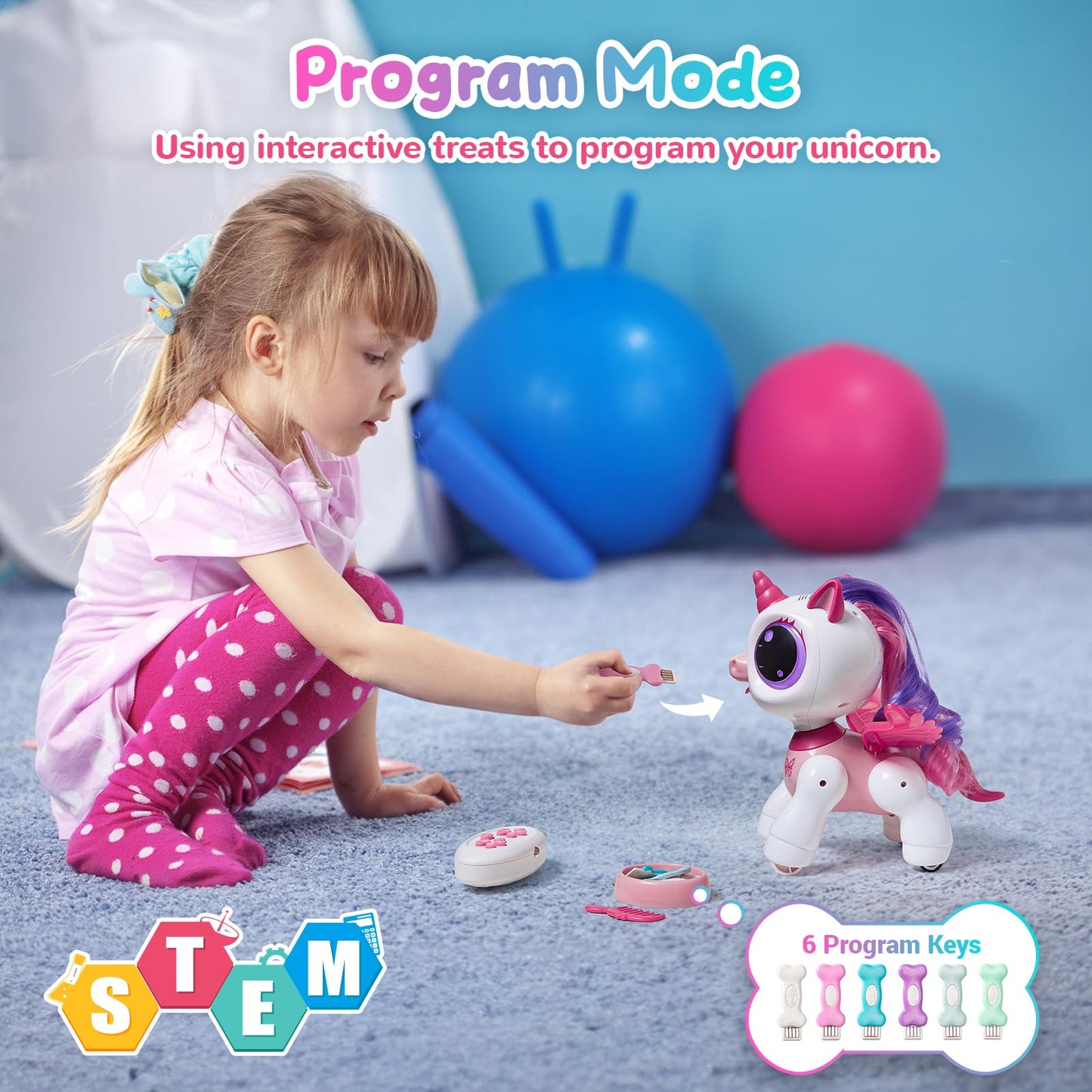 Sgile Unicorn Toy For Girls Robot Pet For Kids Age 3 4 5 6 7 8 Years With Music Dance Walk And Interactive Gesture Sense Program Treats, Preschool Stem Learning Remote Control Toy For Toddler Pink