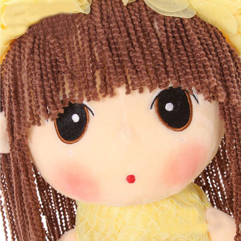 Tvoip Tulle Skirt Princess Plush Toy Phial Dolls Children Girls Doll Cute Little Girl Dolls, 18 Inch (Yellow)