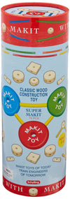 Schylling MKT Classic Wood Construction Toy, 70-Piece Set, Multicolor, Ages 3+