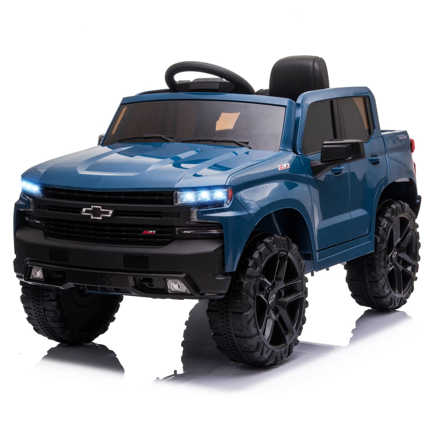 Enyopro 12V Licensed Chevrolet Silverado Ride On Truck Car, Kids Boys And Girls Electric Car Battery Powered Electric Vehicle With Parent Remote Control, Music Player, Led Lights, 3 Speeds, Blue