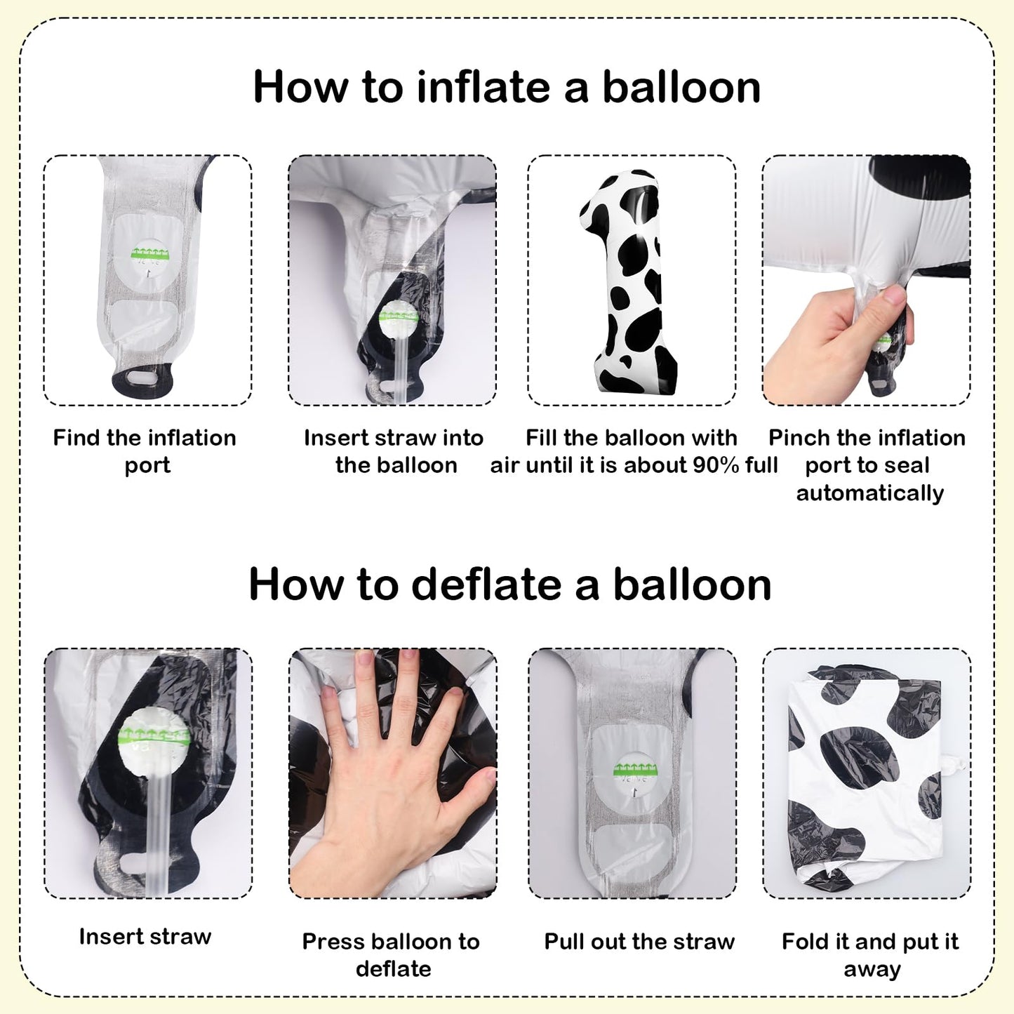 Lebery Cow Print Balloon 40 Inch Cow Print Number 1 Balloon, Black White Large Number Balloons For Holy Cow Im One Birthday Party, Cowgirl Theme Number Balloon For 1St Birthday Farm Animal Decor