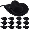 24 Pcs Mini Cowboy Hats For Crafts Flocking Mini White Cowgirl Hat Western Wedding Favors For Doll Decorations (Black)