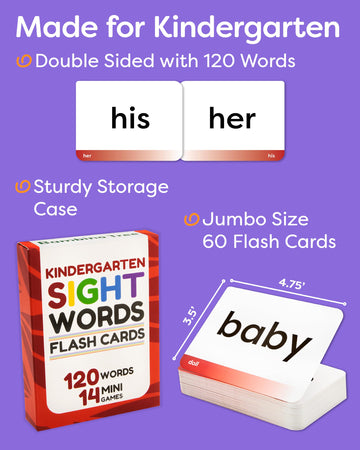 Sight Words Flash Cards Kindergarten - 120 High Frequency Words From Dolch'S And Fry'S Sight Word List For Ages 4-6 Years