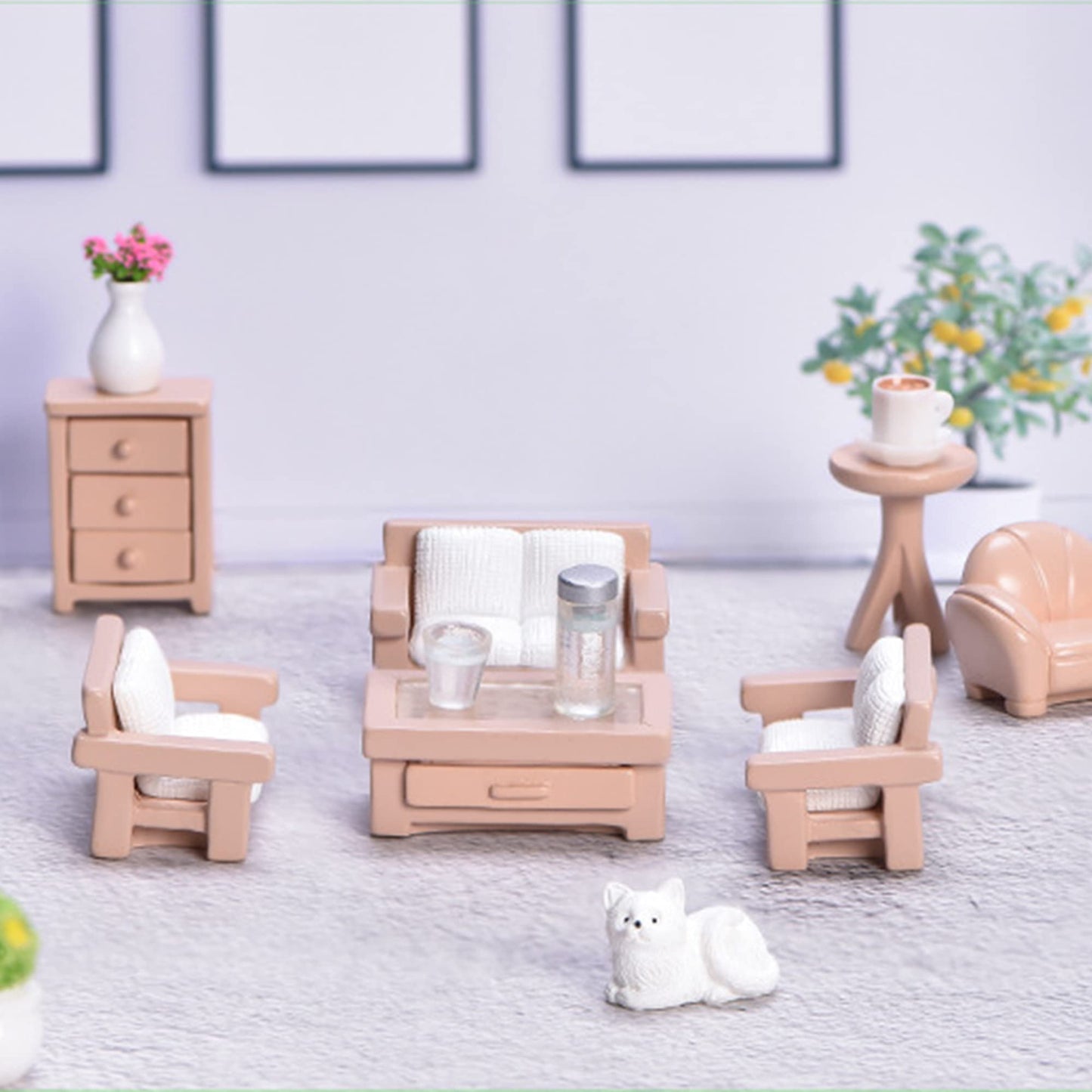 23 Pieces Dollhouse Mini Furniture Decoration Set Diy Accessories Including Dining Room Sitting Living Bedroom Toys For Baby Chi