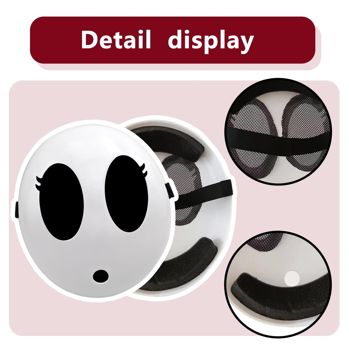 Varuotu Shy Guy Mask White Anime Mask Halloween Mask Funny Face Mask Halloween Costume Cosplay Props Accessories (Girl+Red Cloak