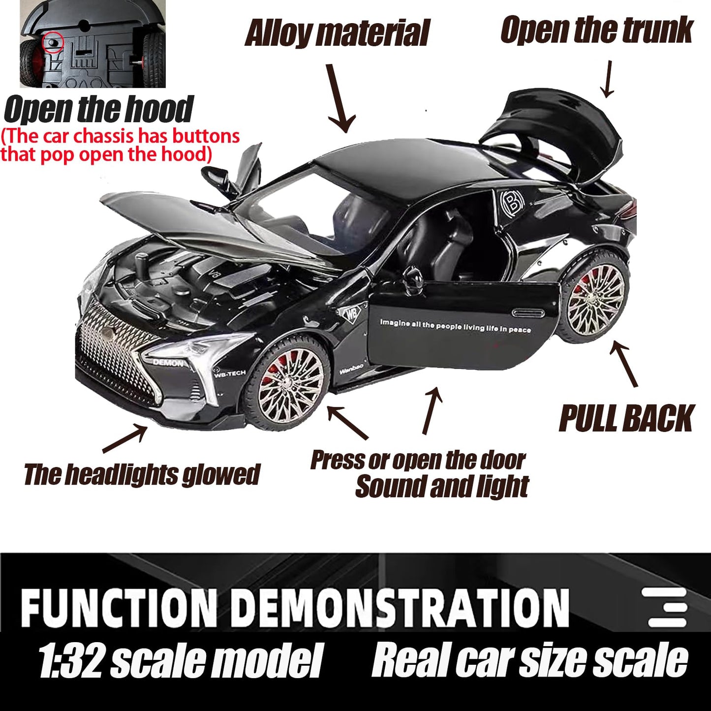 ERBADIHAGO Silver Diecast Toy Cars for Lexus LC500 with Light & Sound, Pull Back Action, Collectible Model for Boys 3+ Ages 3-8