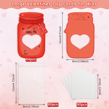 40 Pack Valentines Day Cards for Kids, Colorful Jars Happy Valentines Cards for Kids, Unique Valentines Gifts for Boys & Girls,