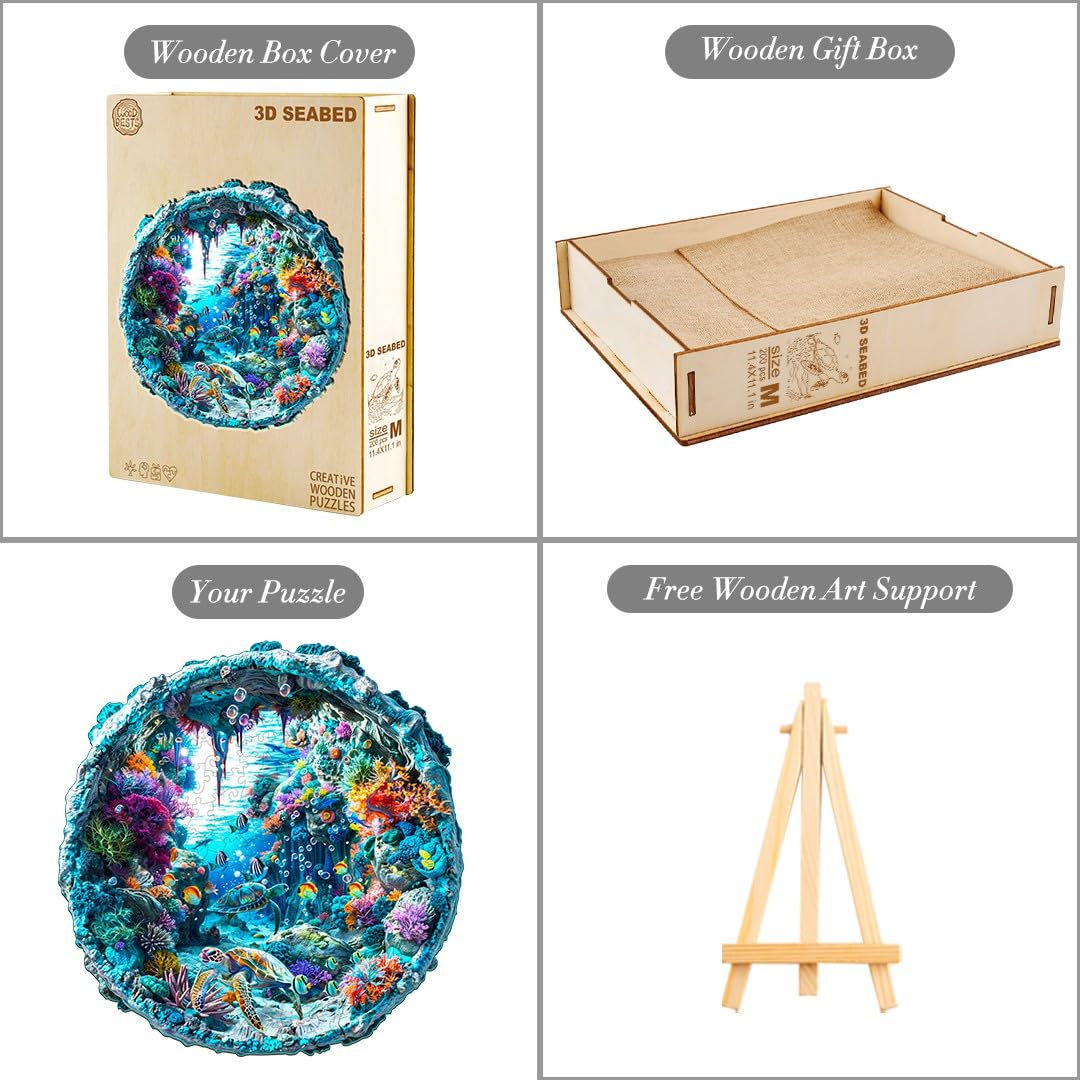 Wooden Puzzle For Adults-Wooden Puzzle Unique Shape Advanced 3D Seabed Wooden Jigsaw Puzzle For Adults And Kids,Best Gift,Wood P