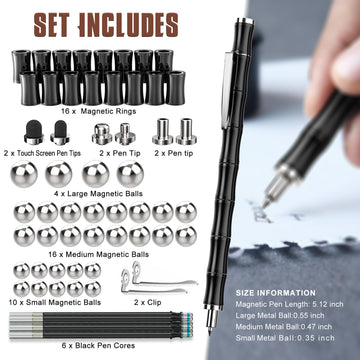 Magnetic Fidget Pen Toys for Teens Unique Birthday Gifts for Young Men Fun Gifts for Teenage Boys Novelty Christmas Stocking Fillers Gadget for 8 10 11 12 13 14 15 Year Old Boy Engineer Gifts (black)