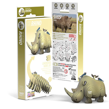 Eugy Rhino 3D Puzzle, 24 Piece Eco-Friendly Educational Toy Puzzles For Boys, Girls & Kids Ages 6+