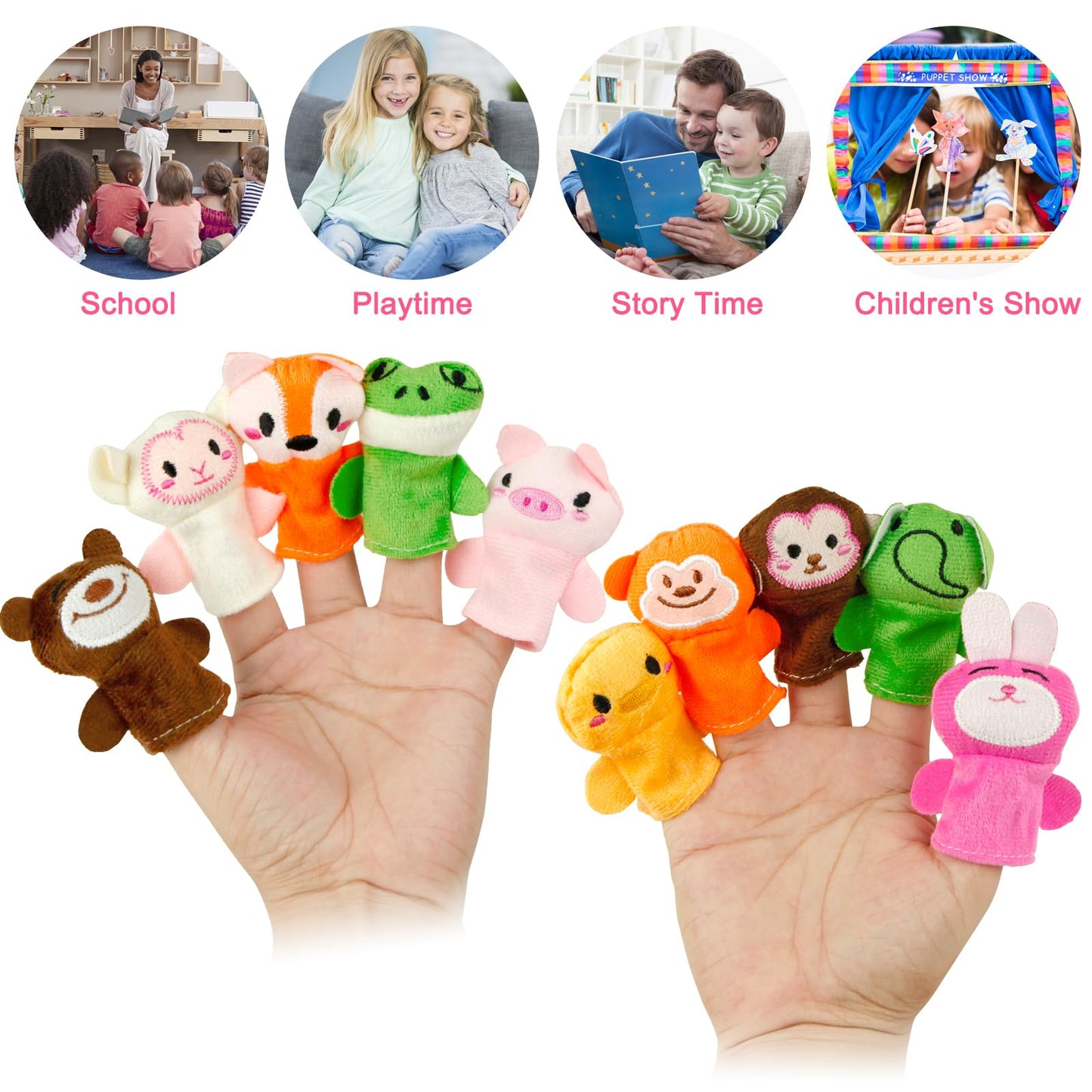 Sealive 10-Pcs Finger Puppets For Toddlers Story Time - Soft Velvet Forest Animals Puppet Toys - Perfect For Role Playing, Classroom Learning, Party Favors, Travel, Therapy, Imagination Building