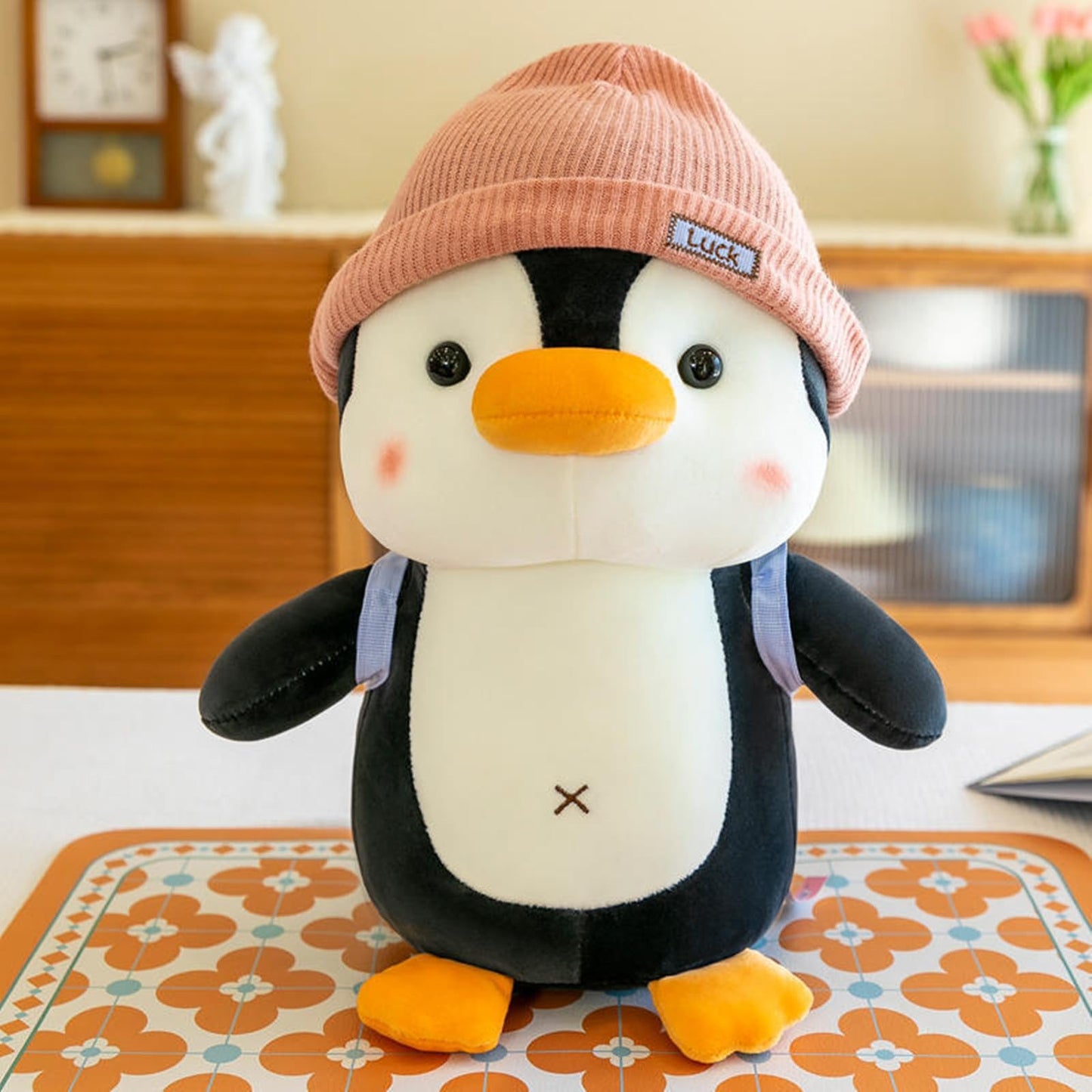 Bsvome 9 Inches Penguin Stuffed Animals Soft Plush Cute Travel With Hat Backpack Doll For Boys Girls