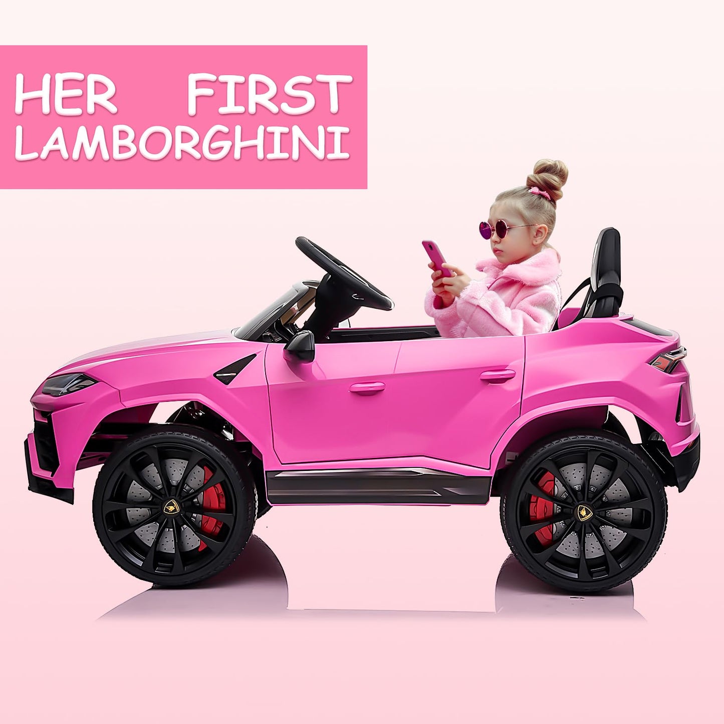 Electric Car For Kids 12V Licensed Lamborghini Ride On Car With Remote Control,Max Speed 2.5Mph,Led Lights,Music Players,Lockabl