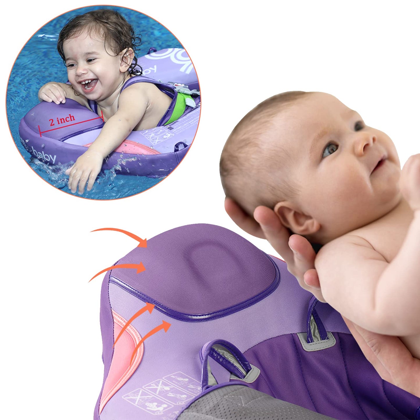 Luckclubtojoy Add Tail Mambobaby Float With Canopy, Baby Floats For Pool Non-Inflatable Waist Float Swim Training Toy With Upf 5