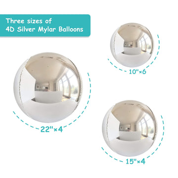 14Pcs Silver Foil Balloons Mylar Balloons 22In 15In 10In Silver Balloons Different Sizes Large Metallic Silver Balloons Chrome B