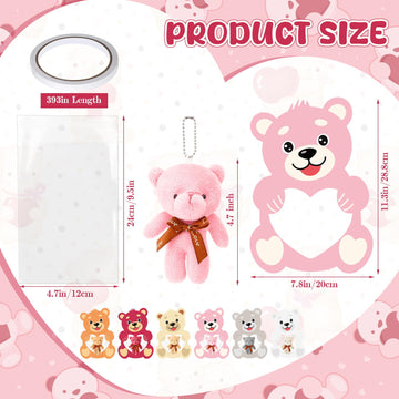 Hollowfly 54 Sets Valentines Day Cards with Bear Plush Toys Happy Valentines Day Cards Bulk Funny Valentine Gifts for Classroo