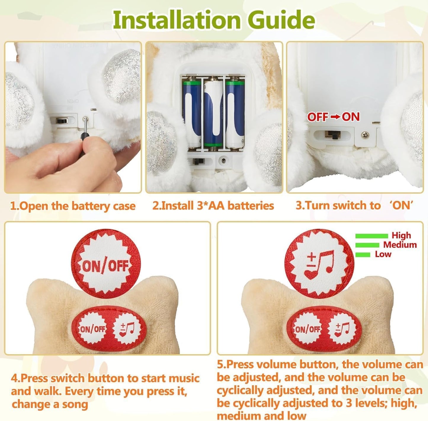 Marsjoy Musical Walking & Dancing Dog Toy With Leash - Interactive Plush Stuffed Animal For Boys & Girls