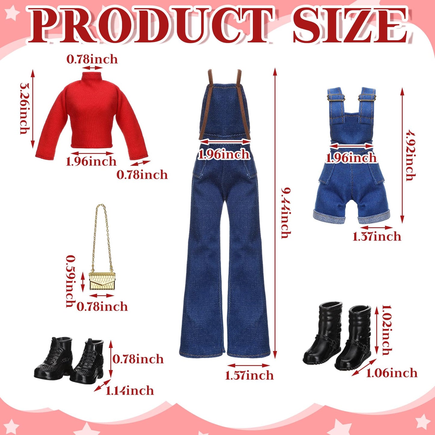 Geyoga 14 Pcs Doll Clothes And Accessories For 11.5 Inch Doll Accessories Doll Denim Cotton Doll Cloth Doll Pants Shoes Casual Wear Clothes Outfits(Stylish Style)
