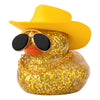 wonuu Car Rubber Duck, Dashboard Decorations Colorful Sparkly Cowboy Hat Ducks for Car Ornament Accessories with Hat, Diamond Gl