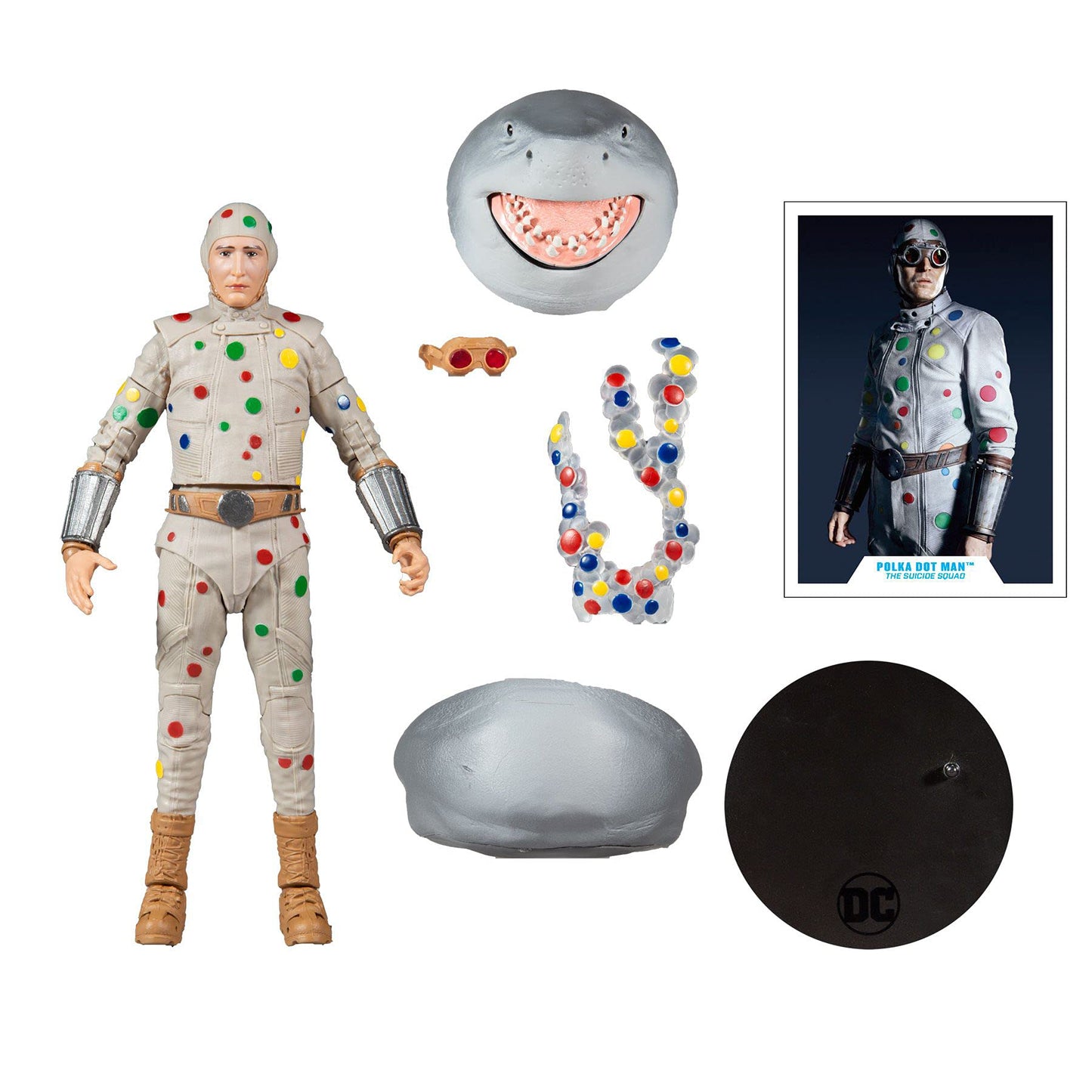 Mcfarlane Toys Dc Multiverse Polka Dot Man (The Suicide Squad) 7' Action Figure With Build-A King Shark Piece And Accessories