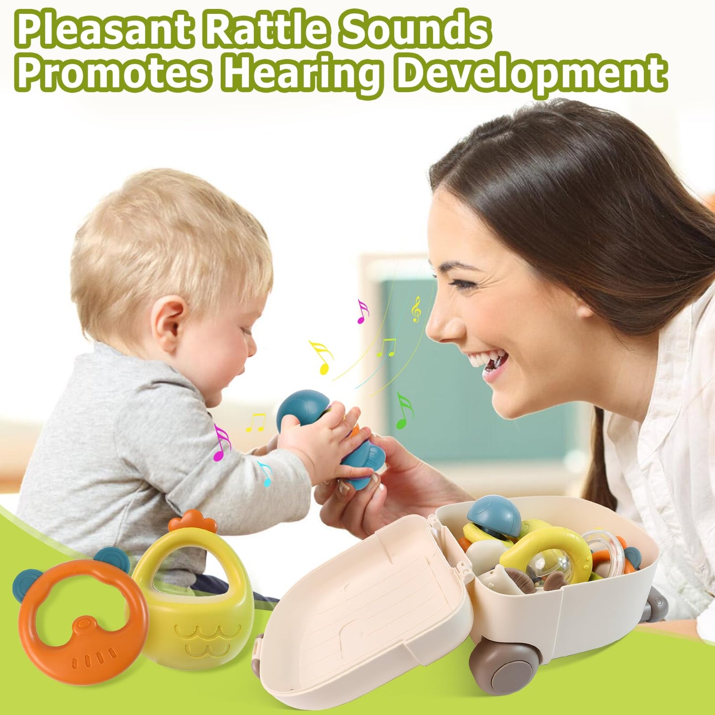 Supvib Newborn Toys, Baby Rattles 0-6 Months, Baby Toys 0-3 Months,Rattles For Babies 6-12 Months, Infant Teething Toys, Baby 3-