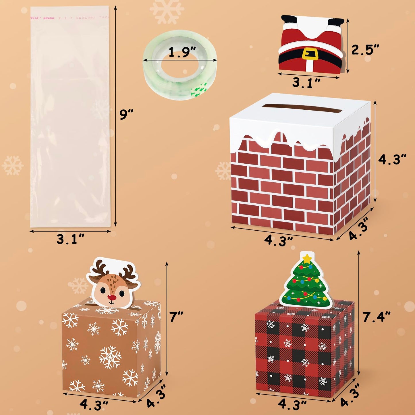Sinasasspel 6Pcs Christmas Money Box For Cash Pull Surprise Gift Box Money Explosion Holder Santa, Reindeer, Holiday Diy Money Roll Boxes Pull Out Present Xmas Party Supplies