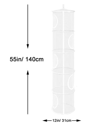 2Pcs Hanging Mesh Space Saver Bags Organizer, Foldable Stuffed Animal Storage Organizer 5 Compartments Toy Storage Organizer For