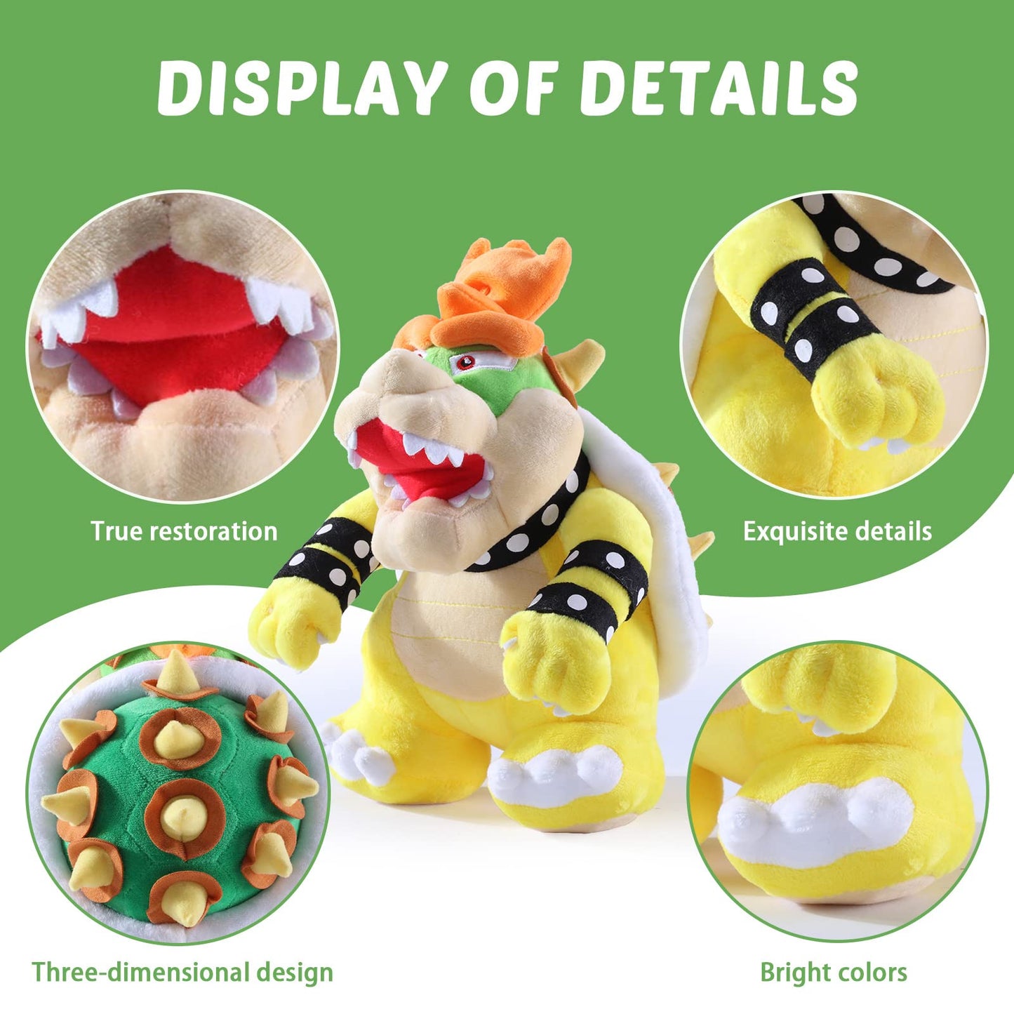 Equasis Bowser Plush,Bowser Stuffed Animal Mario All Star Collection 10 Inch Yellow– Sweet Gift For Mario Fans And Kids