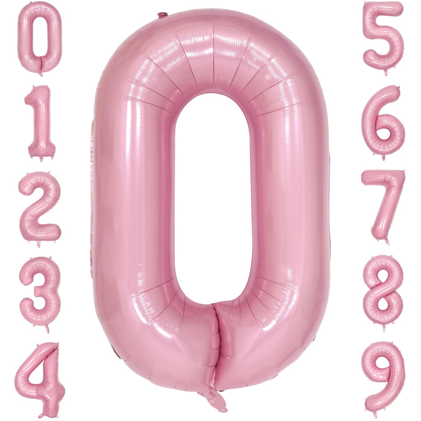 Paticool 40 Inch Pink Number Balloon 0, Large Number Foil Mylar Balloons For Birthday Party Celebration Decorations Supplies, Di