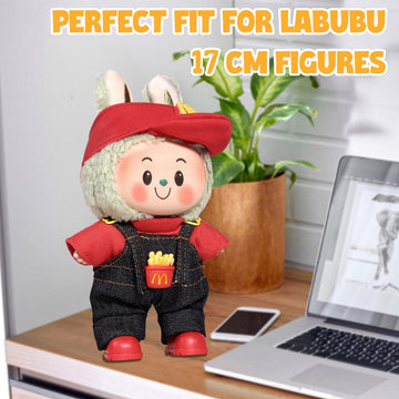 AICase for Labubu Clothes Designer/for Labubu Outfits Clothes Set for 17cm Lububu Doll 3 Piece Set Hat Clothing for LA BUBU Boys and Girls Stylish Adorable Dolls Clothes Accessories (No Doll)