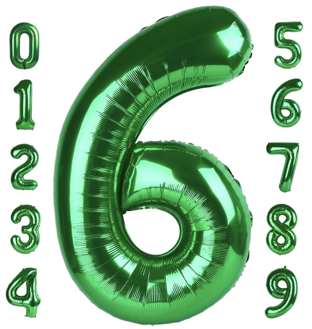 Dark Green Number 6 Balloon 40 Inch, 6Th Birthday Balloon For Boy Girl, Jumbo 16 60 61 65 Foil Mylar Helium Number Balloons Birt