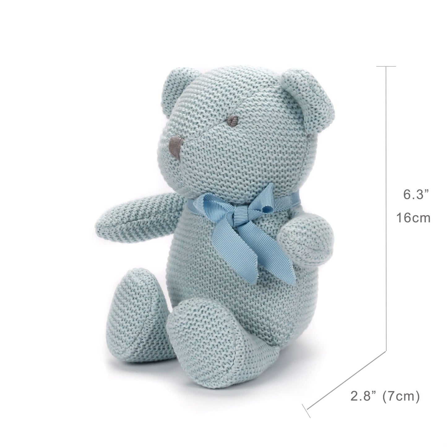 Fluffyfun Organic Baby Toys Blue Teddy Bear Stuffed Animal 6.5''