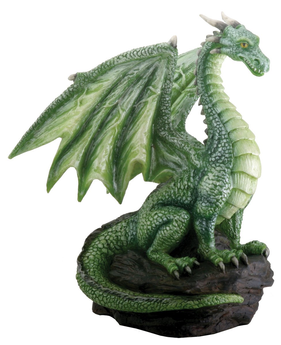 Summit Collection Green Dragon On Rock Fantasy Figurine