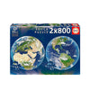 Educa - Round t Earth. 2 Round Puzzles of 800 Pieces. Ref. 19039 Multicolor