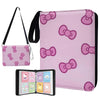 Pink Card Binder for Girls 4 Pocket with 50 Sleeves up to 400 Trading Cards Binder Waterproof Card Storage Bag with Shoulder Strap