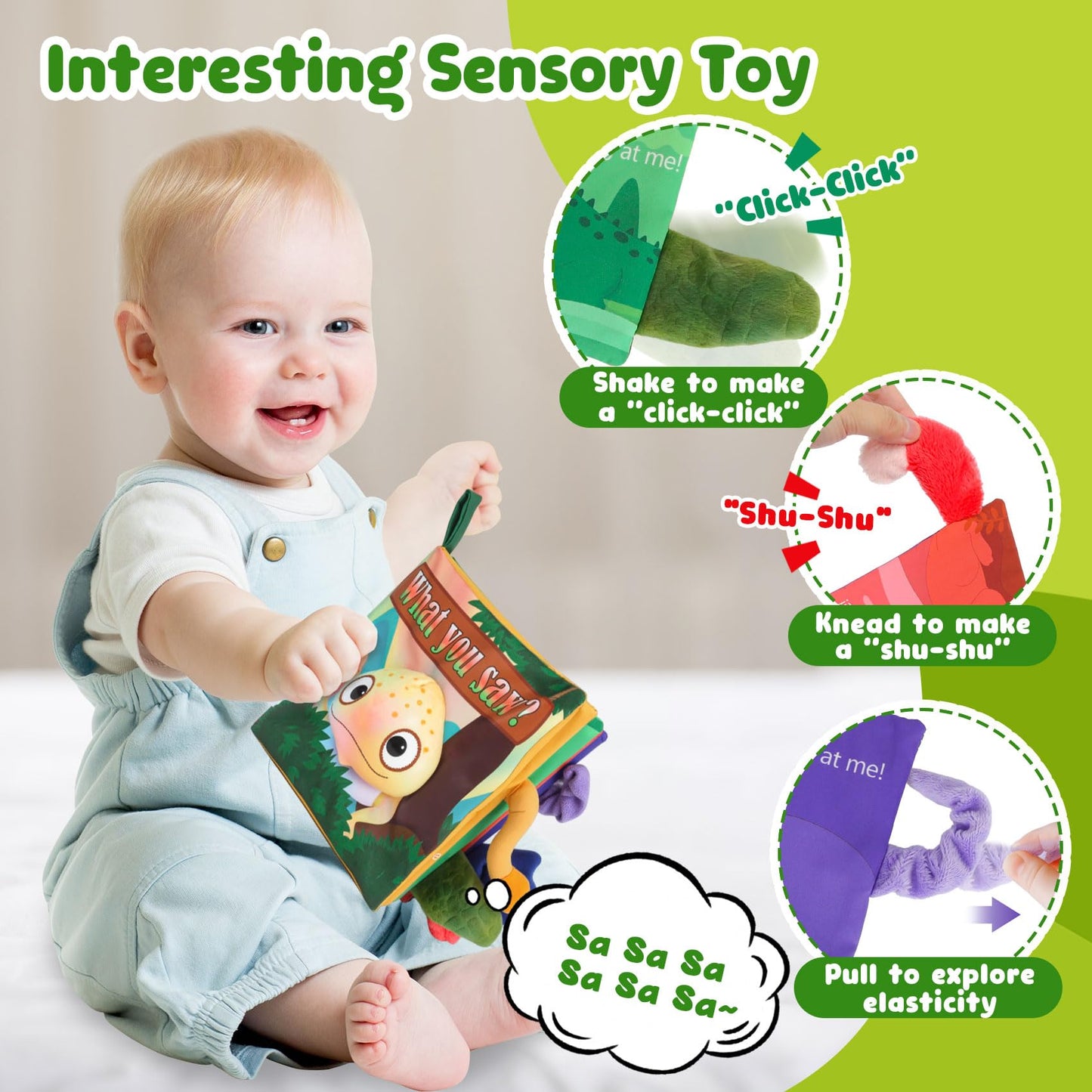 Gkdoms Soft Baby Books Animal Tails Baby Toy Touch And Feel Crinkle Cloth Book Infant Toy With Non-Toxic Fabrics, For Newborn Bo
