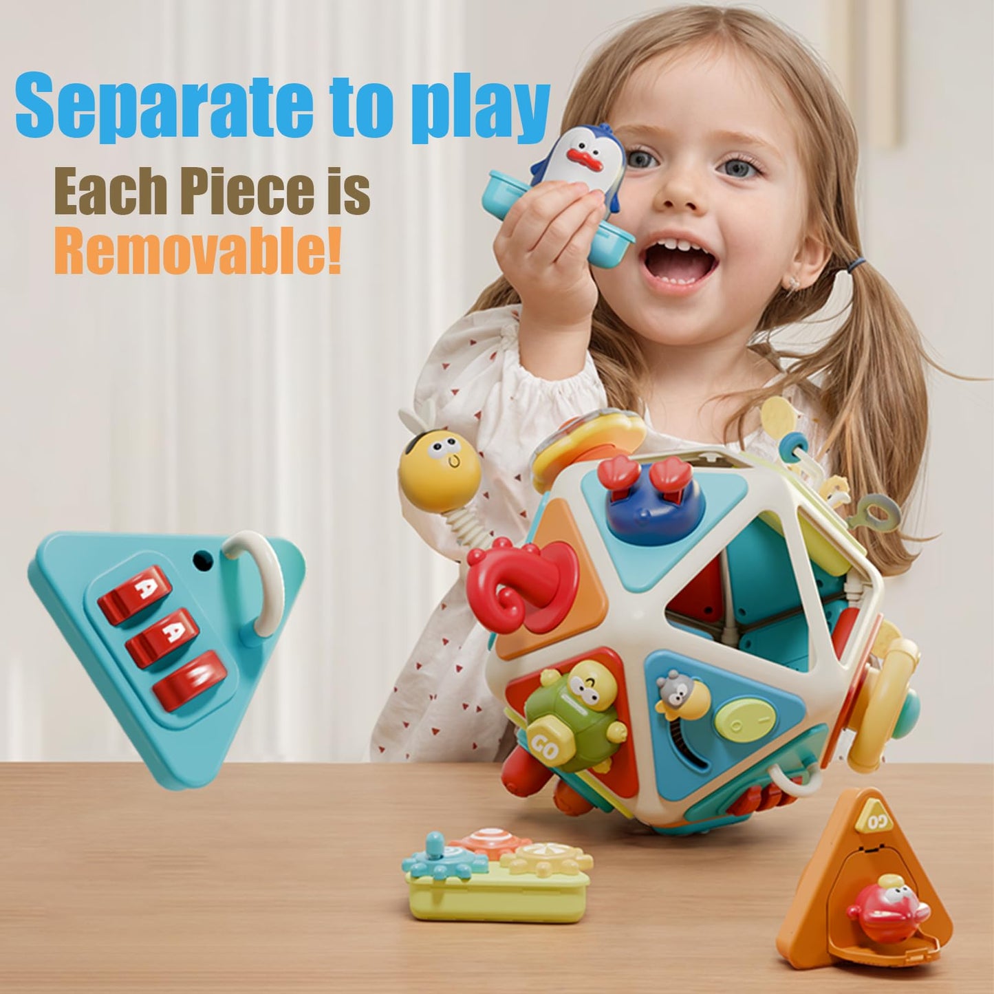 Vanvimen 20-in-1 Toddler Busy Board Activity Cube - Colorful Montessori Toy for 1-3 Year Olds, Educational Travel Gift for Kids