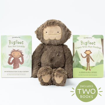 Slumberkins 14' Bigfoot Kin & 2 Board Books Complete Set Bundle | Soft Plush Toy For Ages 0+ | Enhances Self-Esteem & Positive Relationships (Bigfoot Kin Plush + 2 Board Books)